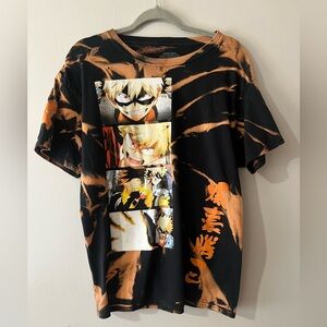 My Hero Academia Anime Graphic T-Shirt in Black Orange Tye Dye Large